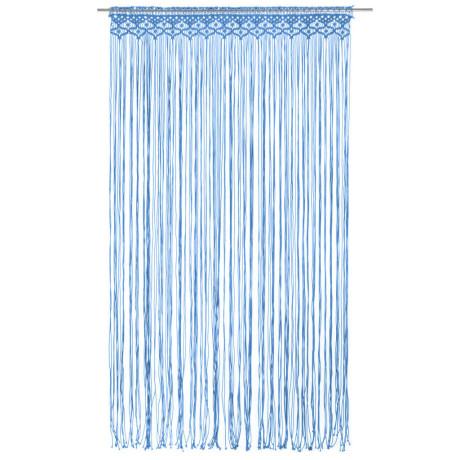 vidaXL Gordijn macramé 140x240 cm katoen blauw afbeelding2 - 1