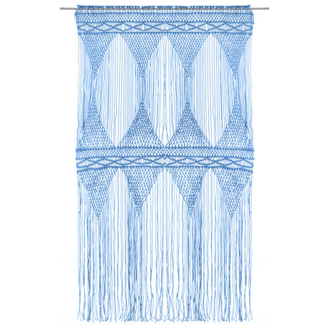 vidaXL Gordijn macramé 140x240 cm katoen blauw afbeelding2 - 1