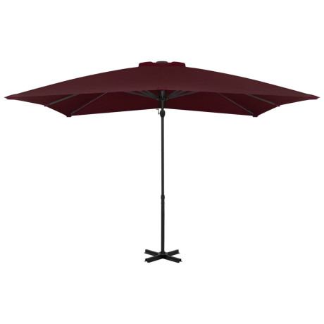 vidaXL Zweefparasol met aluminium paal 250x250 cm bordeauxrood afbeelding2 - 1