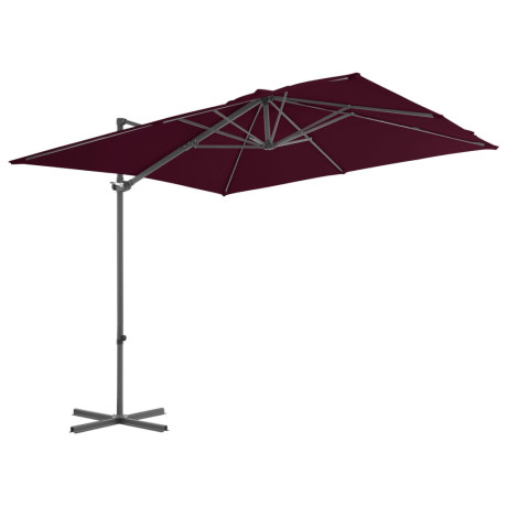 vidaXL Zweefparasol met stalen paal 250x250 cm bordeauxrood afbeelding2 - 1