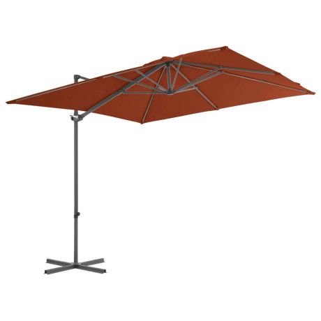 vidaXL Zweefparasol met stalen paal 250x250 cm terracottakleurig afbeelding2 - 1