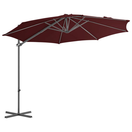 vidaXL Zweefparasol met stalen paal 300 cm bordeauxrood afbeelding2 - 1