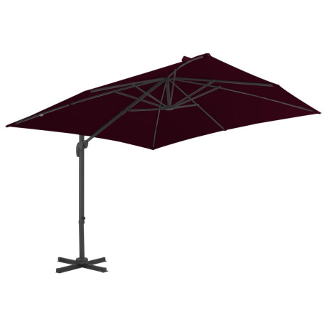 vidaXL Zweefparasol met aluminium paal 300x300 cm bordeauxrood afbeelding2 - 1