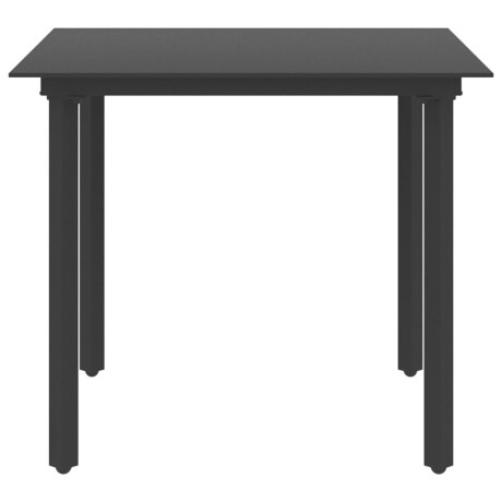 vidaXL Tuintafel 80x80x74 cm staal en glas zwart afbeelding2 - 1