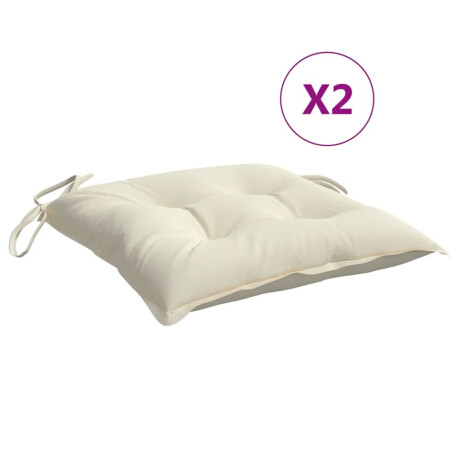 vidaXL Stoelkussens 2 st 40x40x7 cm stof crèmewit afbeelding2 - 1