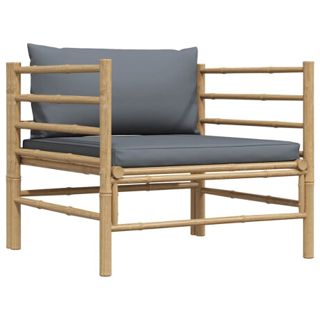 vidaXL Tuinbank met donkergrijze kussens bamboe afbeelding2 - 1