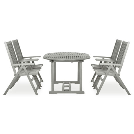 vidaXL 5-delige tuinset (150-200)x100cm massief acaciahout grijs afbeelding2 - 1