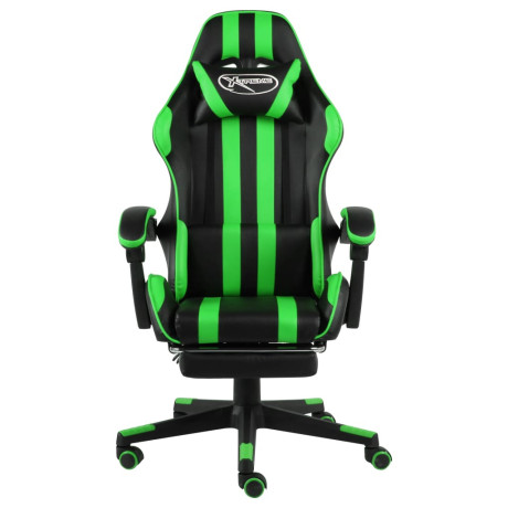 vidaXL Racestoel met voetensteun kunstleer zwart en groen afbeelding2 - 1