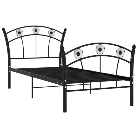 vidaXL Bedframe met voetbaldesign metaal zwart 90x200 cm afbeelding2 - 1