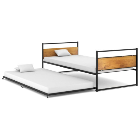 vidaXL Bedframe uitschuifbaar metaal zwart 90x200 cm afbeelding2 - 1