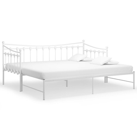 vidaXL Slaapbank uittrekbaar metaal wit 90x200 cm afbeelding2 - 1