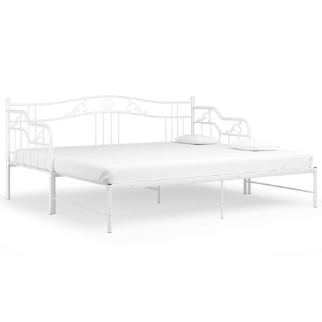 vidaXL Slaapbank uittrekbaar metaal wit 90x200 cm afbeelding2 - 1