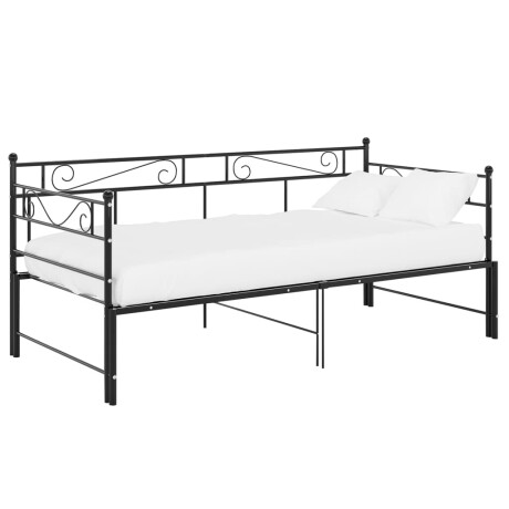 vidaXL Slaapbank uittrekbaar metaal zwart 90x200 cm afbeelding2 - 1