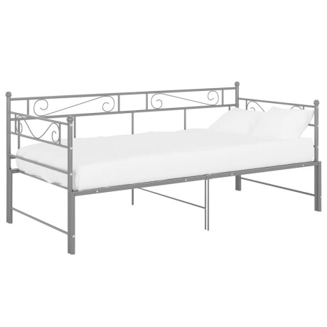 vidaXL Slaapbank uittrekbaar metaal grijs 90x200 cm afbeelding2 - 1