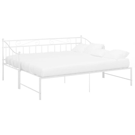 vidaXL Slaapbank uittrekbaar metaal wit 90x200 cm afbeelding2 - 1