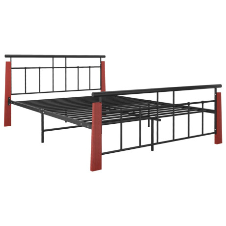 vidaXL Bedframe metaal en massief eikenhout 140x200 cm afbeelding2 - 1