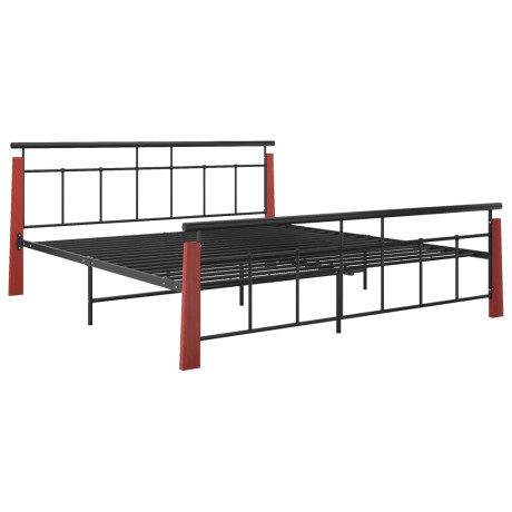 vidaXL Bedframe metaal en massief eikenhout 180x200 cm afbeelding2 - 1