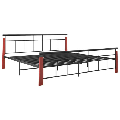 vidaXL Bedframe metaal en massief eikenhout 200x200 cm afbeelding2 - 1