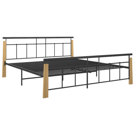 vidaXL Bedframe metaal en massief eikenhout 180x200 cm afbeelding2 - 1