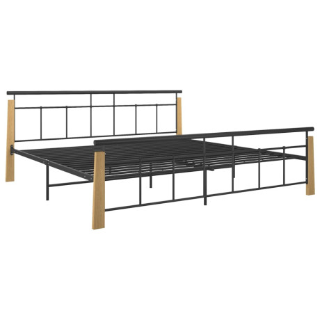 vidaXL Bedframe metaal en massief eikenhout 200x200 cm afbeelding2 - 1