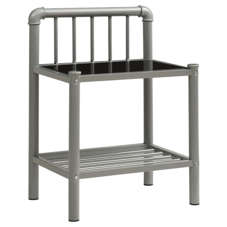 vidaXL Nachtkastje 45x34,5x62,5 cm metaal en glas grijs en zwart afbeelding2 - 1
