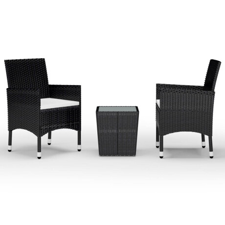 vidaXL 3-delige Bistroset poly rattan en gehard glas zwart afbeelding2 - 1