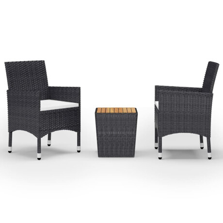 vidaXL 3-delige Bistroset poly rattan en acaciahout zwart afbeelding2 - 1