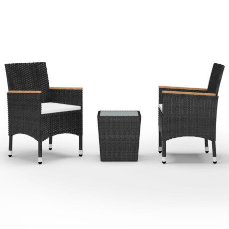 vidaXL 3-delige Bistroset poly rattan en gehard glas zwart afbeelding2 - 1