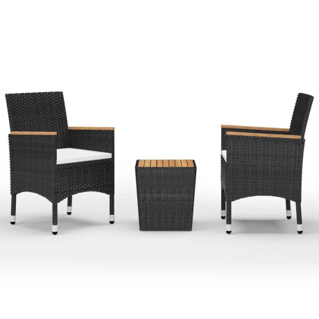vidaXL 3-delige Bistroset poly rattan en acaciahout zwart afbeelding2 - 1