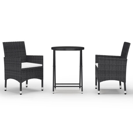 vidaXL 3-delige Bistroset poly rattan en gehard glas zwart afbeelding2 - 1