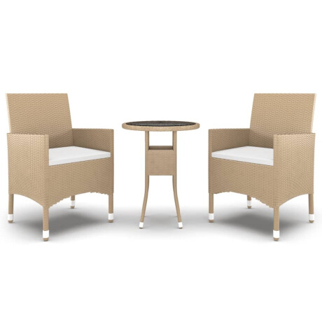 vidaXL 3-delige Tuinset poly rattan beige afbeelding2 - 1