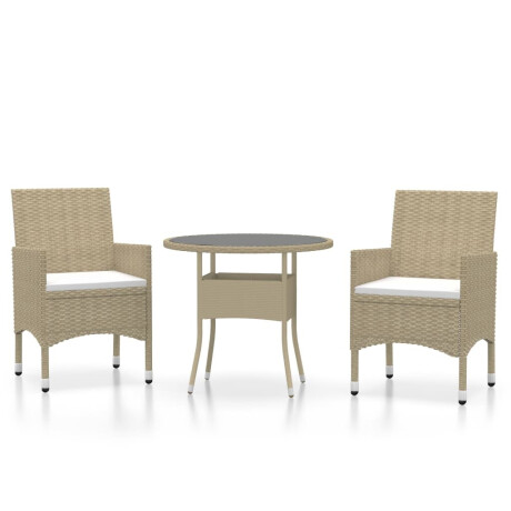vidaXL 3-delige Tuinset poly rattan beige afbeelding2 - 1