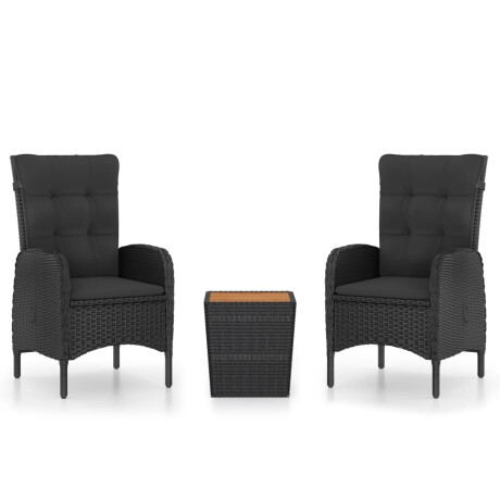 vidaXL 3-delige Bistroset poly rattan en acaciahout zwart afbeelding2 - 1