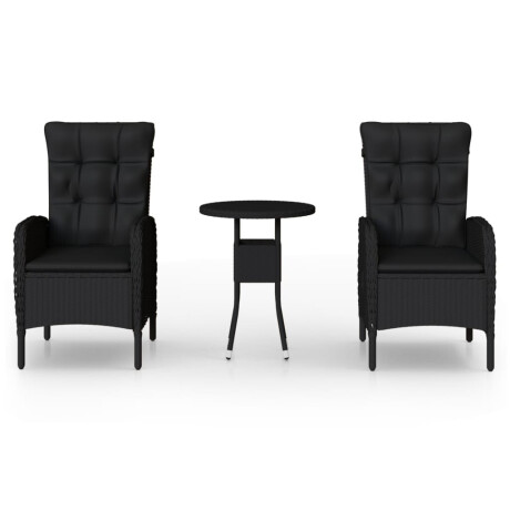 vidaXL 3-delige Bistroset poly rattan zwart afbeelding2 - 1