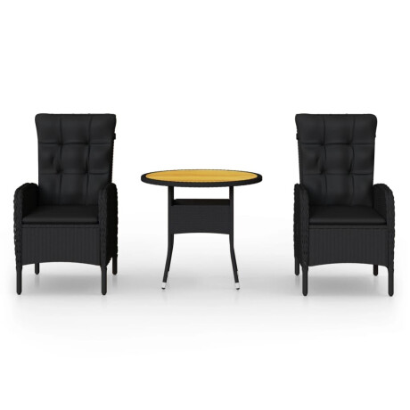 vidaXL 3-delige Bistroset poly rattan zwart afbeelding2 - 1