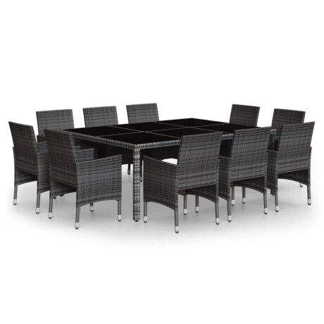 vidaXL 11-delige Tuinset poly rattan grijs afbeelding2 - 1