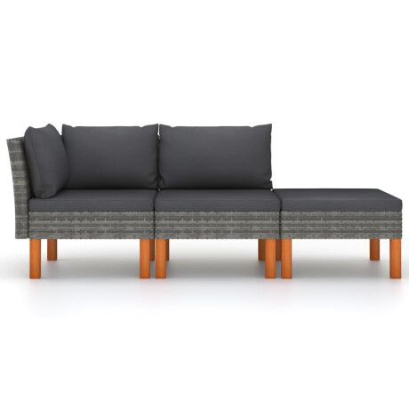 vidaXL 3-delige Loungeset poly rattan en massief eucalyptushout afbeelding2 - 1