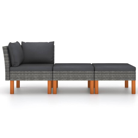 vidaXL 3-delige Loungeset poly rattan en massief eucalyptushout afbeelding2 - 1