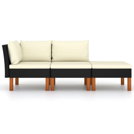 vidaXL 3-delige Loungeset poly rattan en massief eucalyptushout afbeelding2 - 1