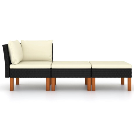 vidaXL 3-delige Loungeset poly rattan en massief eucalyptushout afbeelding2 - 1