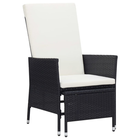 vidaXL 3-delige Loungeset met kussens poly rattan zwart afbeelding2 - 1