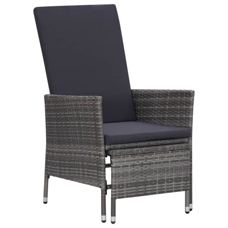 vidaXL 3-delige Loungeset met kussens poly rattan grijs afbeelding2 - 1