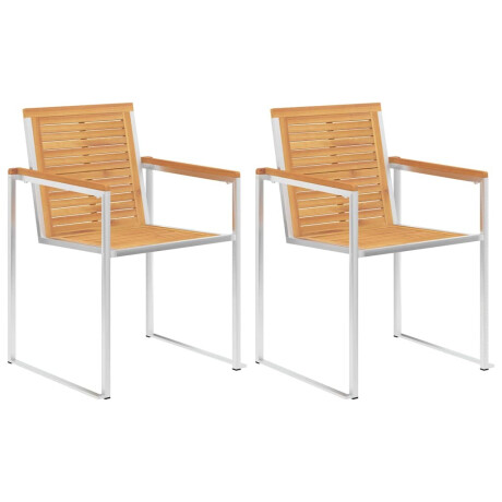 vidaXL Tuinstoelen 2 st met kussens massief teakhout en staal afbeelding2 - 1