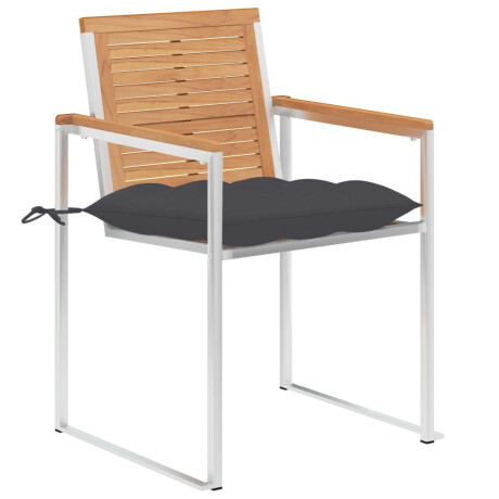 vidaXL Tuinstoelen 2 st met kussens massief teakhout en staal afbeelding2 - 1