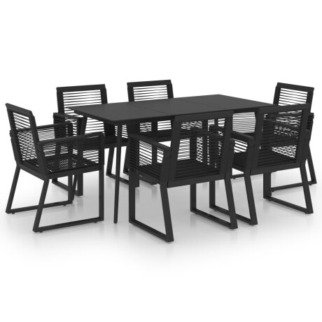 vidaXL 7-delige Tuinset PVC-rattan zwart afbeelding2 - 1
