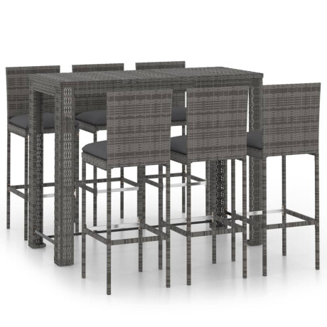 vidaXL 7-delige Tuinbarset met antracietkleurige kussens poly rattan afbeelding2 - 1