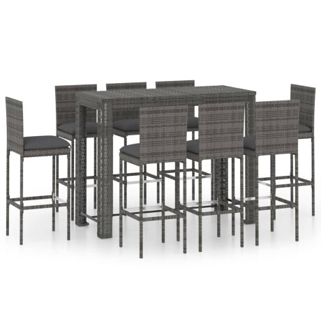 vidaXL 9-delige Tuinbarset met antracietkleurige kussens poly rattan afbeelding2 - 1