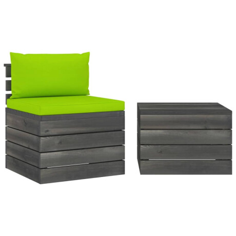 vidaXL 2-delige Loungeset met kussens pallet massief grenenhout afbeelding2 - 1