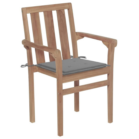 vidaXL Tuinstoelen 2 st met grijze kussens massief teakhout afbeelding2 - 1