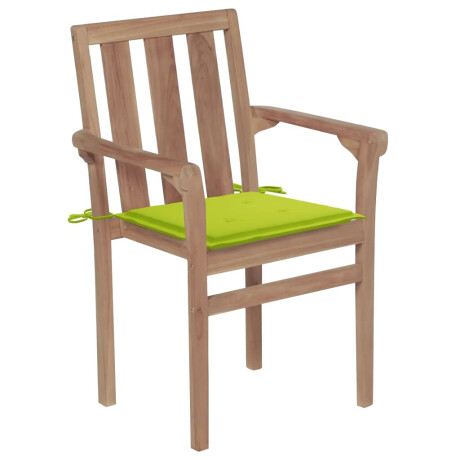 vidaXL Tuinstoelen 2 st met heldergroene kussens massief teakhout afbeelding2 - 1